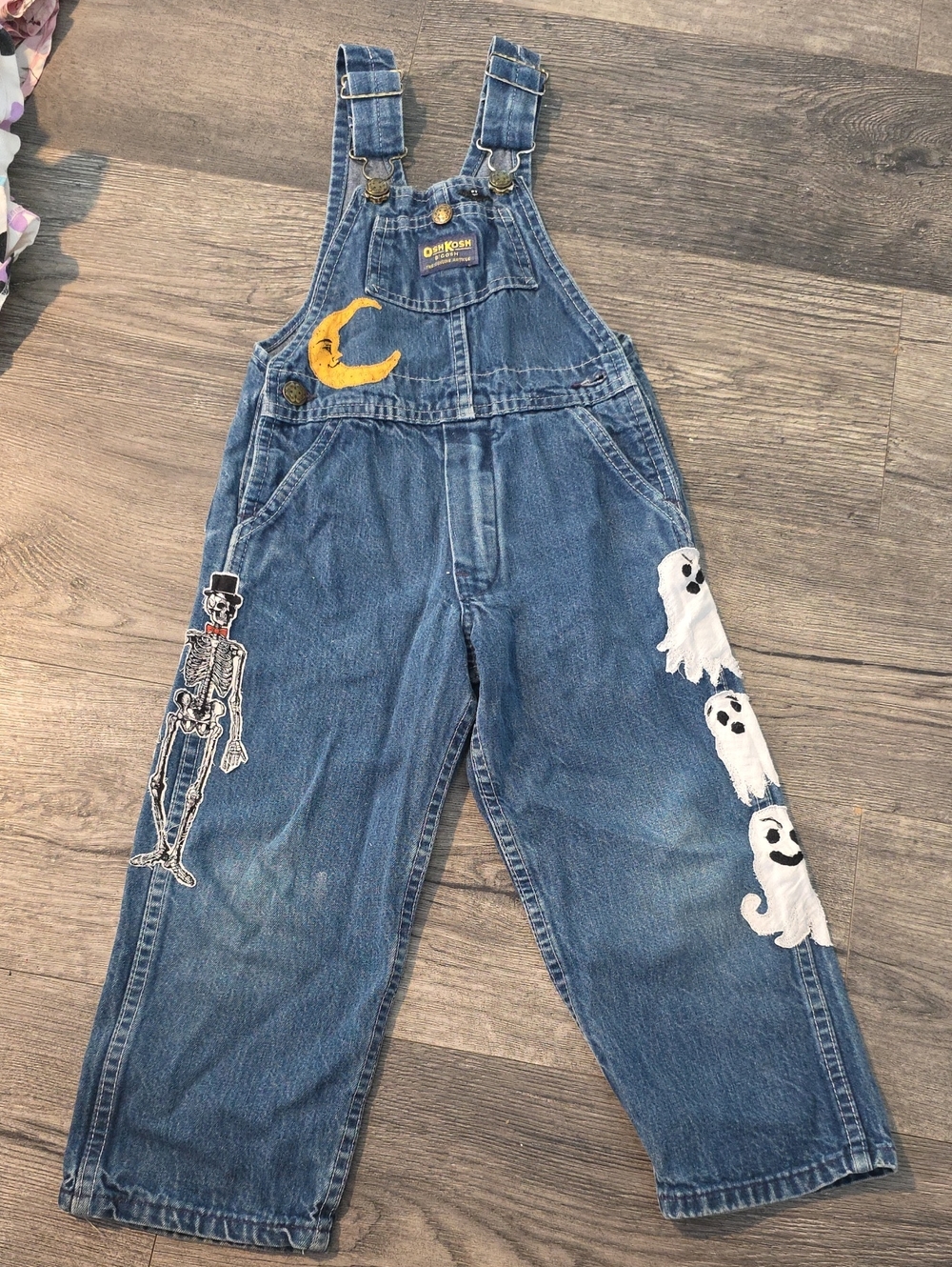 OshKosh B'gosh Vintage Blue Denim Overalls with Halloween Appliqués